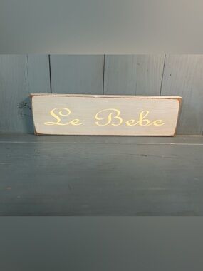 “Le Bebe” Wooden Nursery Sign in White  & Baby Blue - Classic French Chic